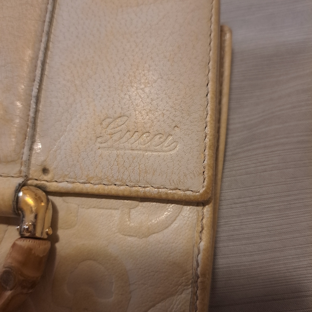 Gucci ivory white bamboo D-ring bifold wallet - Picture 9 of 14